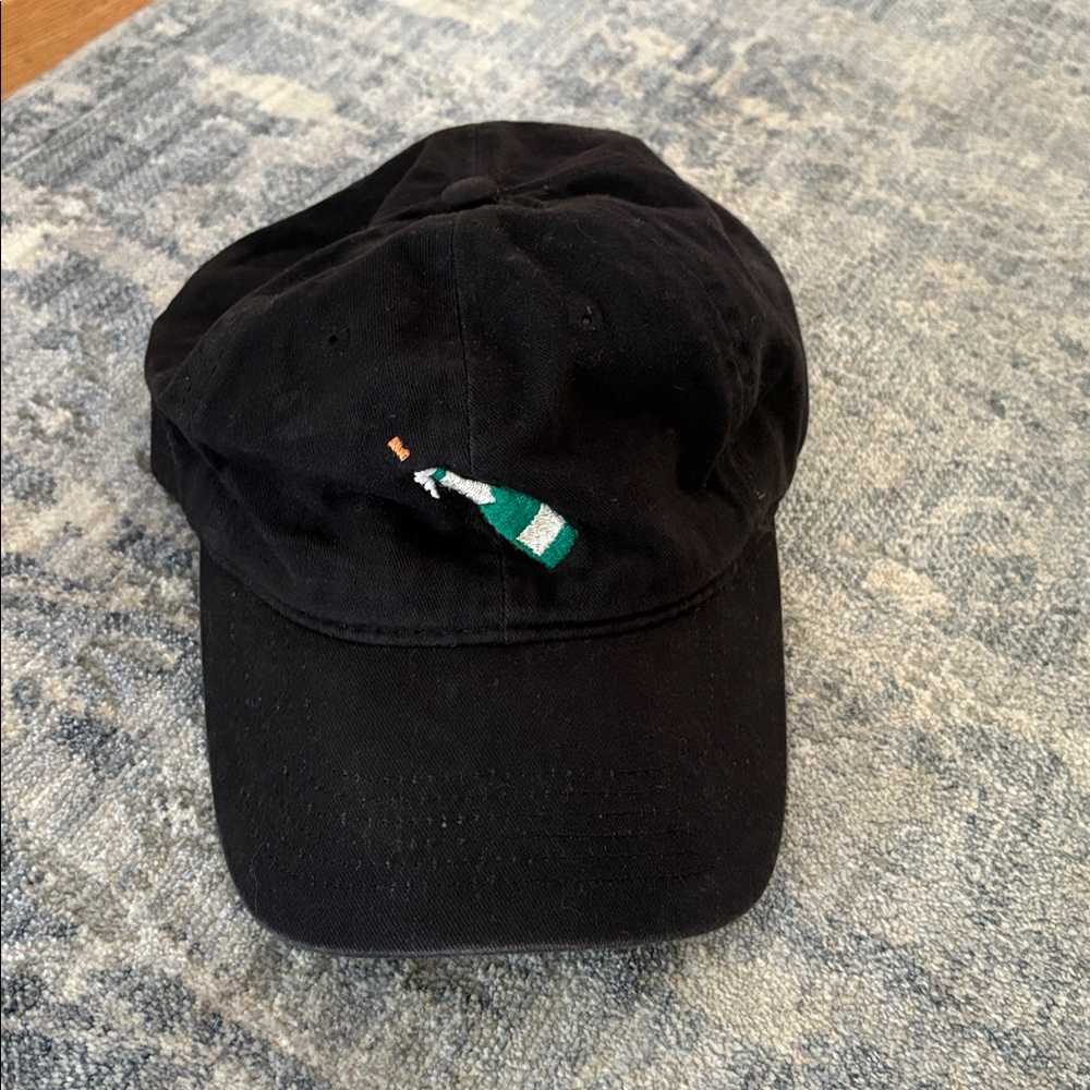 Port and Company Black Hat with Green Bottle Embroidery